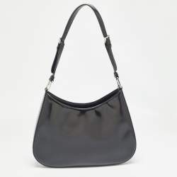 مملوكة مسبقًا Prada Black Brushed Leather Cleo Shoulder Bag