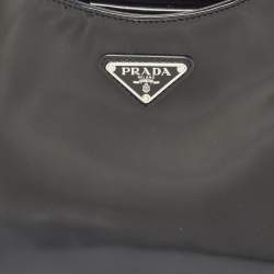 مملوكة مسبقًا Prada Black Brushed Leather Cleo Shoulder Bag
