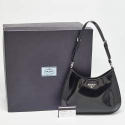 مملوكة مسبقًا Prada Black Brushed Leather Cleo Shoulder Bag
