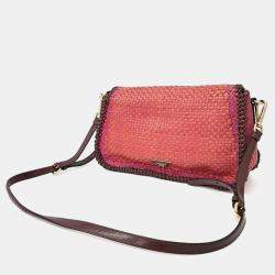 Pre Owned Prada Brown Leather Madras Shoulder Bag