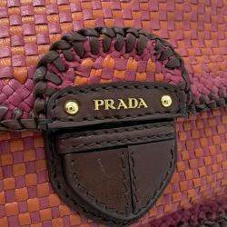 Pre Owned Prada Brown Leather Madras Shoulder Bag