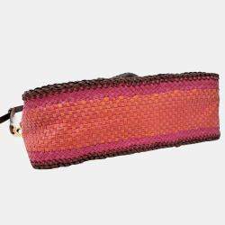 Pre Owned Prada Brown Leather Madras Shoulder Bag