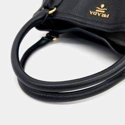 Pre Owned Prada Black Leather Medium Vitello Daino Hobo Bag