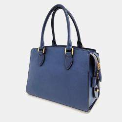 Prada Blue Leather Saffiano Shoulder Bag 