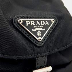 Prada Black Nylon Logo Mini Drawstring Backpack