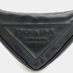 Prada Black Leather Triangle Pouch