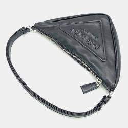 Prada Black Leather Triangle Pouch