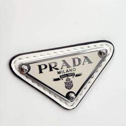 Prada Off White Leather Flap Shoulder Bag