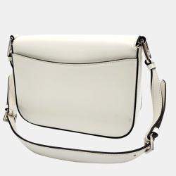 Prada Off White Leather Flap Shoulder Bag