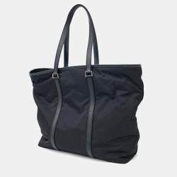 Prada Black Nylon and Leather Tote Bag