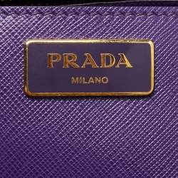Prada Purple Saffiano Lux Leather Large Double Zip Tote