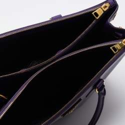 Prada Purple Saffiano Lux Leather Large Double Zip Tote