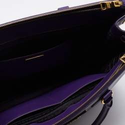Prada Purple Saffiano Lux Leather Large Double Zip Tote