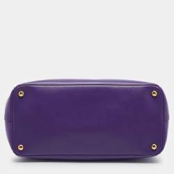 Prada Purple Saffiano Lux Leather Large Double Zip Tote