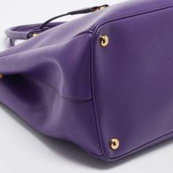 Prada Purple Saffiano Lux Leather Large Double Zip Tote