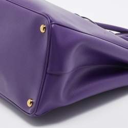 Prada Purple Saffiano Lux Leather Large Double Zip Tote