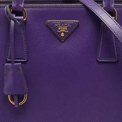 Prada Purple Saffiano Lux Leather Large Double Zip Tote