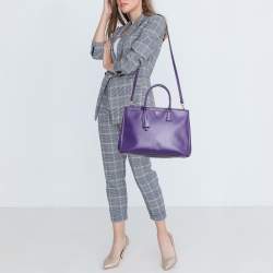 Prada Purple Saffiano Lux Leather Large Double Zip Tote