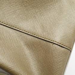 Pre Owned Prada Two Tone Green Saffiano Lux Leather Medium Double Zip Tote