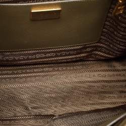 Pre Owned Prada Two Tone Green Saffiano Lux Leather Medium Double Zip Tote