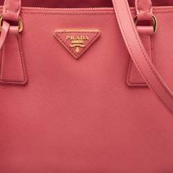 Prada Dark Pink Saffiano Leather Medium Double Zip Tote