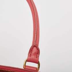 Prada Dark Pink Saffiano Leather Medium Double Zip Tote