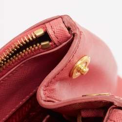 Prada Dark Pink Saffiano Leather Medium Double Zip Tote