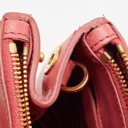 Prada Dark Pink Saffiano Leather Medium Double Zip Tote