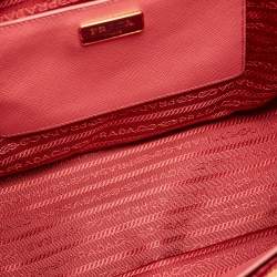 Prada Dark Pink Saffiano Leather Medium Double Zip Tote