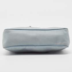 Pre Owned Prada Light Blue Nylon and Leather Re-Edition 2005 Baguette Bag