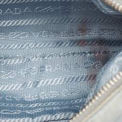 Pre Owned Prada Light Blue Nylon and Leather Re-Edition 2005 Baguette Bag