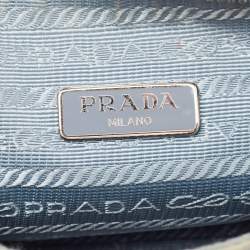 Pre Owned Prada Light Blue Nylon and Leather Re-Edition 2005 Baguette Bag