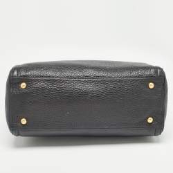 Pre Owned Prada Black Vitello Daino Leather Snap Tote
