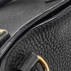 Pre Owned Prada Black Vitello Daino Leather Snap Tote