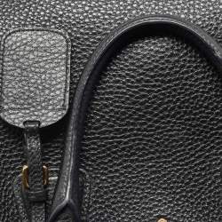 Pre Owned Prada Black Vitello Daino Leather Snap Tote