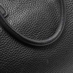 Pre Owned Prada Black Vitello Daino Leather Snap Tote