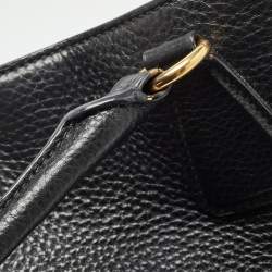 Pre Owned Prada Black Vitello Daino Leather Snap Tote