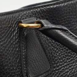 Pre Owned Prada Black Vitello Daino Leather Snap Tote