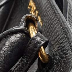 Pre Owned Prada Black Vitello Daino Leather Snap Tote