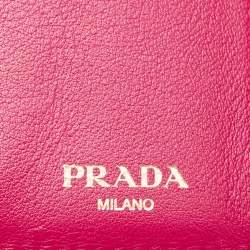 Prada Pink Vitello Move Leather Envelope Trifold Compact Wallet