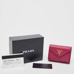 Prada Pink Vitello Move Leather Envelope Trifold Compact Wallet