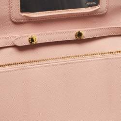 Pre Owned Prada Pink Saffiano Metal Leather Flap Strap Wallet 