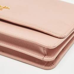 Pre Owned Prada Pink Saffiano Metal Leather Flap Strap Wallet 