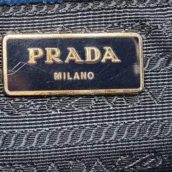 Pre Owned Prada Navy Blue Saffiano Lux Leather Medium Galleria Double Zip Tote