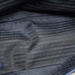 Pre Owned Prada Navy Blue Saffiano Lux Leather Medium Galleria Double Zip Tote