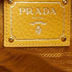 Prada Mustard Vitello Daino Leather Boston Duffel Bag
