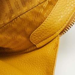 Prada Mustard Vitello Daino Leather Boston Duffel Bag