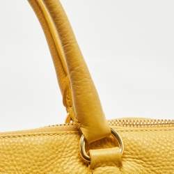 Prada Mustard Vitello Daino Leather Boston Duffel Bag