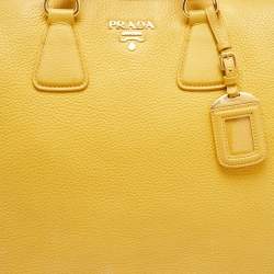 Prada Mustard Vitello Daino Leather Boston Duffel Bag