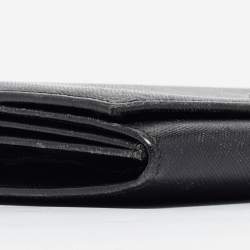 Pre Owned Prada Black Saffiano Metal Leather Logo Flap Continental Wallet